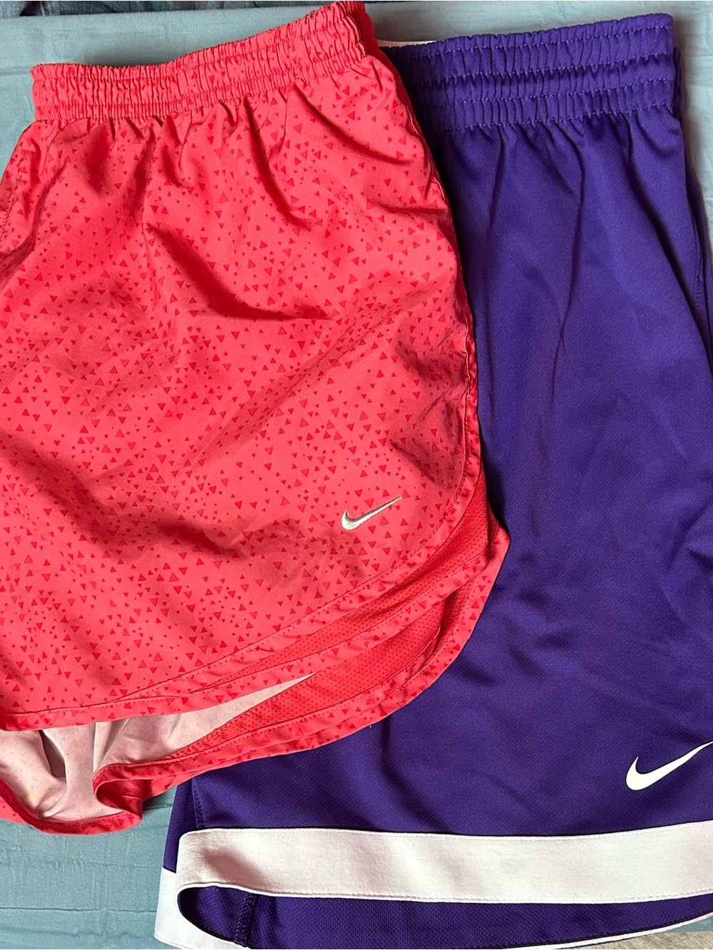 Nike Girls Neon Pink and Purple Athletic Shorts Duo